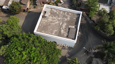 aerial-view,-Kandang-Menjangan-or-Panggung-Krapayak,-which-is-part-of-the-imaginary-axis-of-the-Yogyakarta-Palace,-looks-dashing-with-its-white-walls