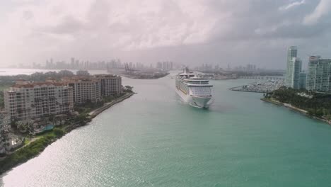 Cruise-Ship---Drone-Aerial---Miami,-Florida