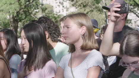 Close-UP-of-Youth-Activists-Listening-at-Climate-Protest-in-Battery-Park
