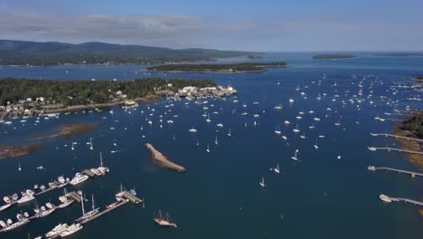 Aerial-view-from-the-Southwest-Harbor,-Maine-in-New-England