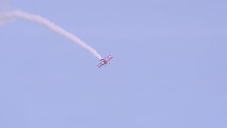 Muscle-biplane-spinning-in-the-sky-performing-aerobatic-stunts-in-slow-motion