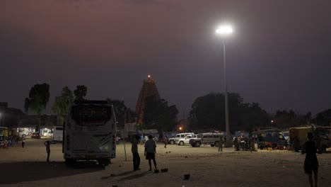Virupaksha-Tempel-In-Hampi,-Indien-Bei-Nacht