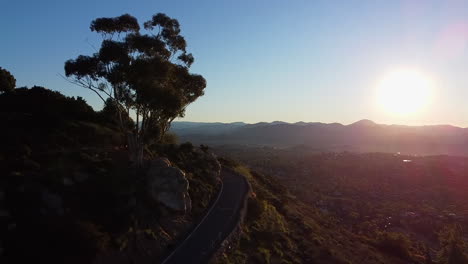 Cinematic-Landscape-Drone-shot-during-golden-hour-at-San-Diego's-historic-Mt