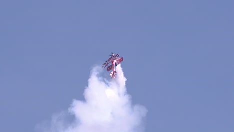 Muscle-Biplane-acrobatic-flying-upwards-in-slow-motion-during-the-day