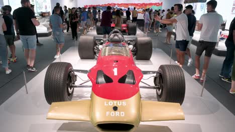 Lotus-type-49-racing-car-seen-displayed-during-the-world's-first-official-Formula-1-exhibition-at-IFEMA-Madrid-in-Spain