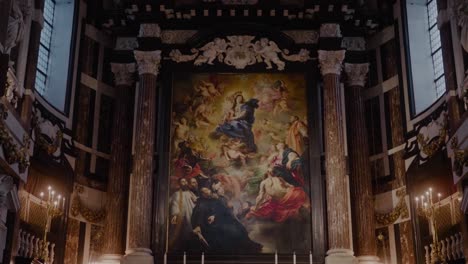 Religious-Painting-at-Altar-of-Saint-Charles-Borromeo-Church,-STATIC