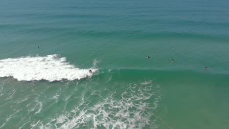 Surfer-Lernen,-Auf-Den-Milden-Wellen-Von-Santinho-Beach,-Florianopolis,-Brasilien-Zu-Cruisen