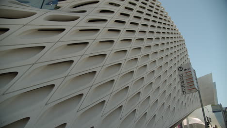 Panning-up-Exterior-shot-of-the-Broad-Museum-in-Downtown-Los-Angeles