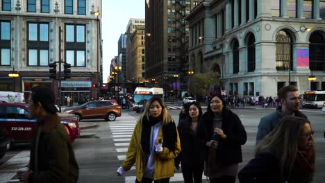 People-are-crossing-the-road-during-the-holiday-season-at-the-crowded-streets-in-Chicago