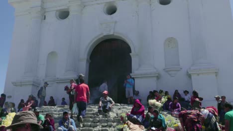 Entrance-of-an-old-catholic-church-in-Chichicastenango,-Guatemala