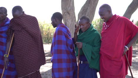 Males-From-African-Maasai-Tribe,-Slow-Motion