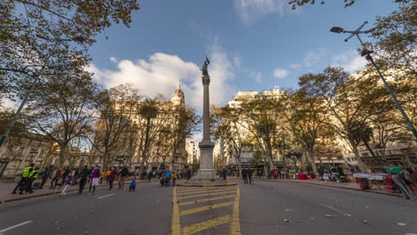 Timelapse-of-square-in-Montevideo,-end-of-coronavirus-lockdown