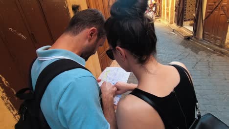 Tourists-checking-their-map-in-Fes---Morocco