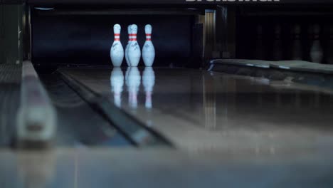 Hitting-spare-in-bowling-alley