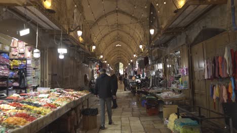 Wide-Shot-Of-Street-Market-In-Jerusalem-Outside-Old-City