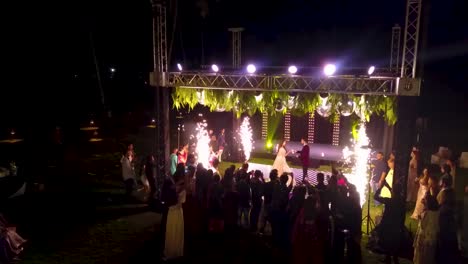 A-drone-shot-of-an-engagement-ceremony-at-Kenilworth-resort-in-South-Goa,-India