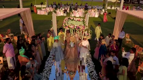 A-drone-shot-of-the-bride-arriving-at-Kenilworth-resort-in-South-Goa,-India
