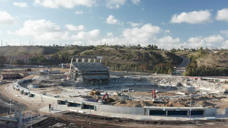 Slow-moving-aerial-of-nearly-complete-demolition-of-Qualcomm-stadium-in-San-Diego