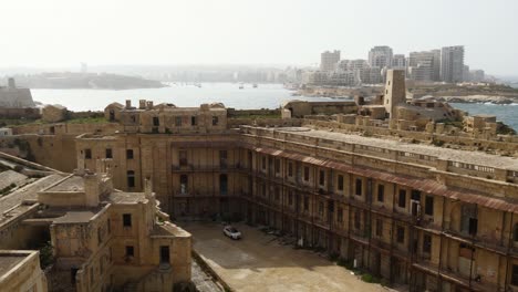 View-From-The-National-War-Museum---Fort-Saint-Elmo,-Valletta,-Marsamxett-Harbour-In-The-Background