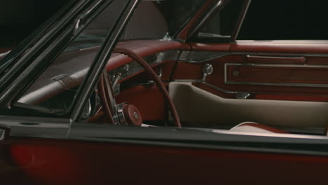 Dashboard-and-steering-wheel-of-a-convertible-Cadillac-Deville