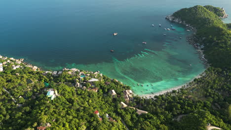 Beautiful-Aerial-Shot-Of-Shark-Bay-In-Koh-Tao