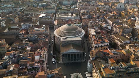 Incredible-Aerial-View-Above-Dome-of-Pantheon-in-Rome,-Italy
