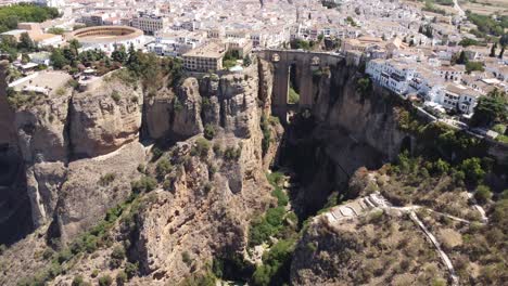Aerial-view-Ronda's-iconic-bridge-in-Spain