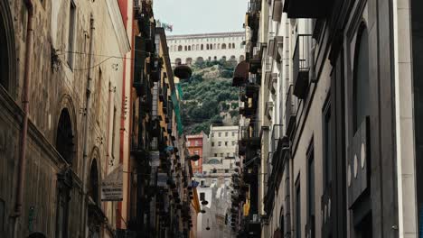 Naples-street-with-view-of-Castel-Sant'Elmo,-Italy
