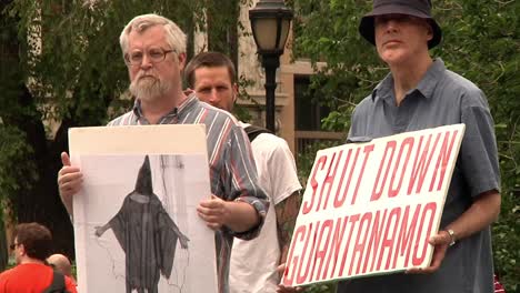 Campaigners-Protesting-For-Closure-Of-Guantanamo-Bay-In-Street-In-New-York