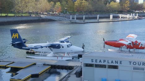 A-Side-Vantage-Point-of-the-Seaplane-in-Vancouver,-British-Columbia,-Canada---Static-Shot