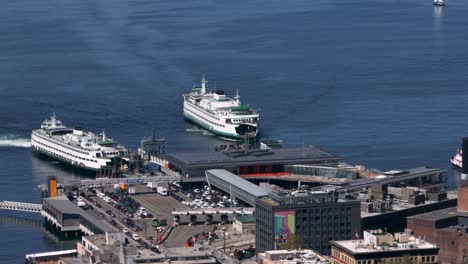 Aerial-view-of-the-Seattle-Ferry-Terminal-on-a-sunny-day