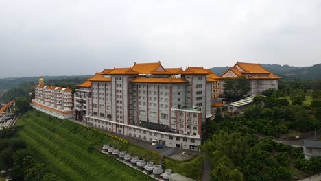 Drone-aerial-left-forward-flying-Fo-Guang-Shan-Buddha-Museum-complex-view