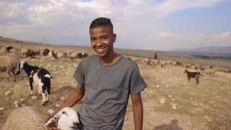 Bedouin-Sheep-Herder-And-Herd,-Israel