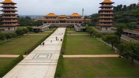 Drone-aerial-low-forward-flying-view-of-Fo-Guang-Shan-Buddha-Museum-complex