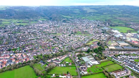 Cheddar-town-aerial-view,-Somerset
