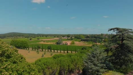 Aerial-view-of-Château-de-Pouzilhac-over-vineyards