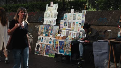 Naples-street-art-and-comic-sale,-Italy