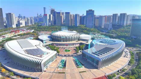 Olympisches-Sportzentrum-Jinan,-Technologiestädte,-Moderne-Städte-Mit-Technologischer-Verpackung