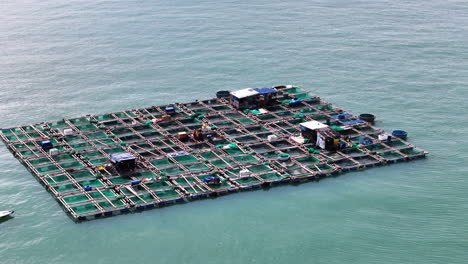 Fish-breeding-farms-in-Vietnam,-aerial-view-on-local-industry