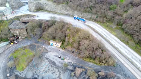Lorry-driving-through-quarry-in-Somerset