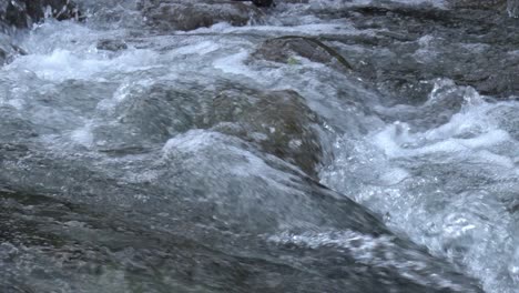Agua-Rápida-Golpeando-Rocas-En-Un-Río-Que-Se-Mueve-Rápidamente
