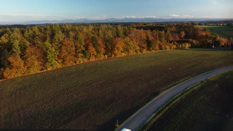 Herbstwald-An-Den-Feldern-An-Einem-Sonnigen-Morgen-In-Der-Tschechischen-Republik