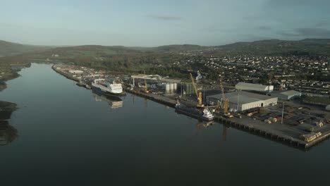Commercial-busy-harbour-port-of-Omeath-town-Louth-Dundalk-Ireland-aerial