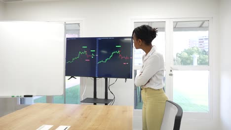 Black-African-trader-business-woman-looking-a-trading-view-graphic-in-the-background