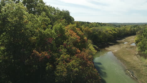 Arbustos-Peludos-Y-Arroyo-En-El-Parque-Twin-Bridges-En-Arkansas,-EE.UU.