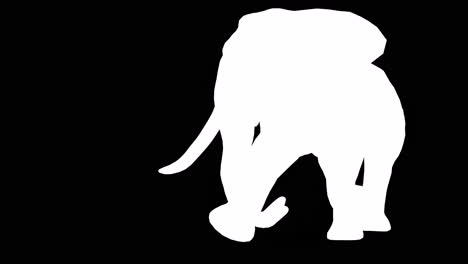 An-elephant-running-on-black-background-with-alpha-channel-included-at-the-end-of-the-video,-3D-animation,-perspective-view,-animated-animals,-seamless-loop-animation