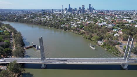 Iconic-Eleanor-Schonell-Bridge-Across-Brisbane-River-In-Dutton-Park,-Queensland,-Australia