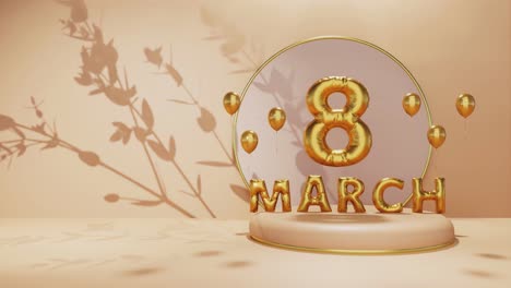 El-8-De-Marzo,-Día-Internacional-De-La-Mujer,-Es-Una-Animación-Navideña-Mundial-De-Fondo-Floral-Dorado-Para-Productos-De-Venta-De-Comercio-Electrónico.