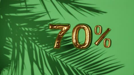 70%-discount-sale-on-green-background-with-palm-tree-gentle-breeze,-holiday-summer-sale-concept-special-price-offers-online-store