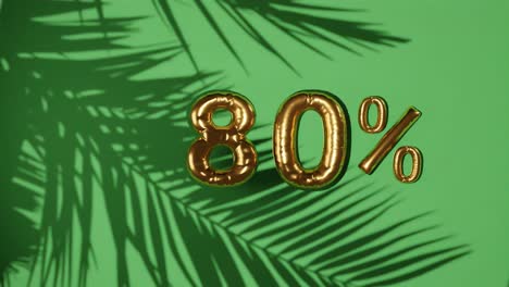 80-%-Rabattverkauf-Auf-Grünem-Hintergrund-Mit-Sanfter-Palmenbrise,-Feiertags-Sommerverkaufskonzept,-Sonderpreisangebote-Im-Online-Shop-E-Commerce